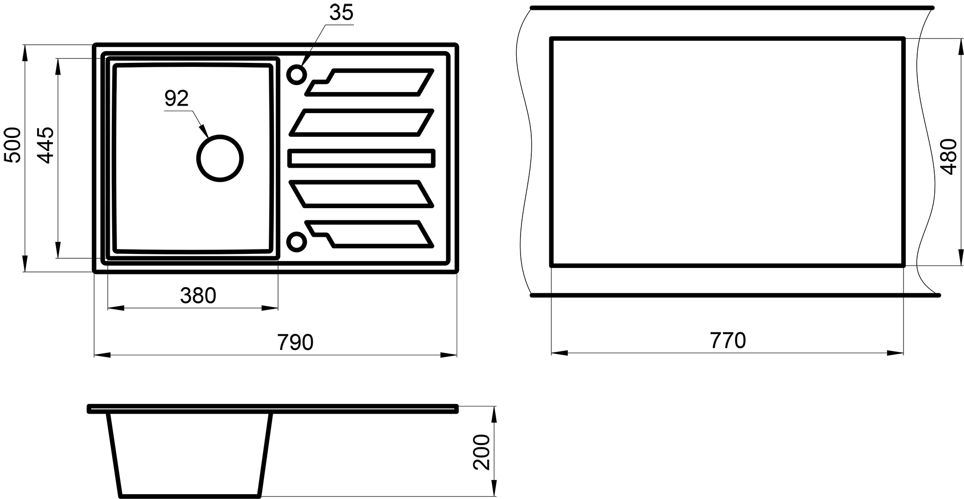 Превью картинка Кварцевая мойка GRANULA 8002, БАЗАЛЬТ #4