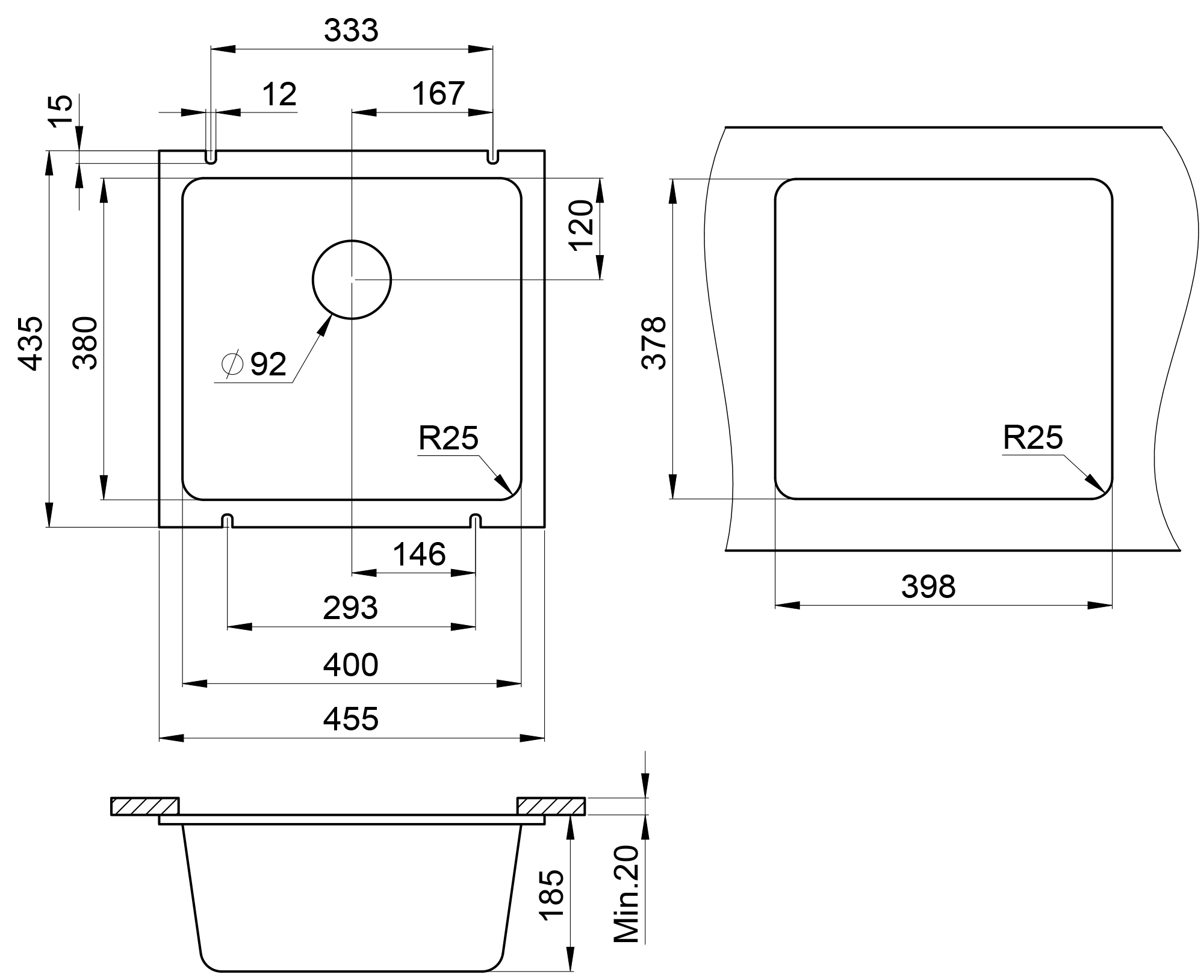 Превью картинка Кварцевая мойка GRANULA 3801, ШВАРЦ #4