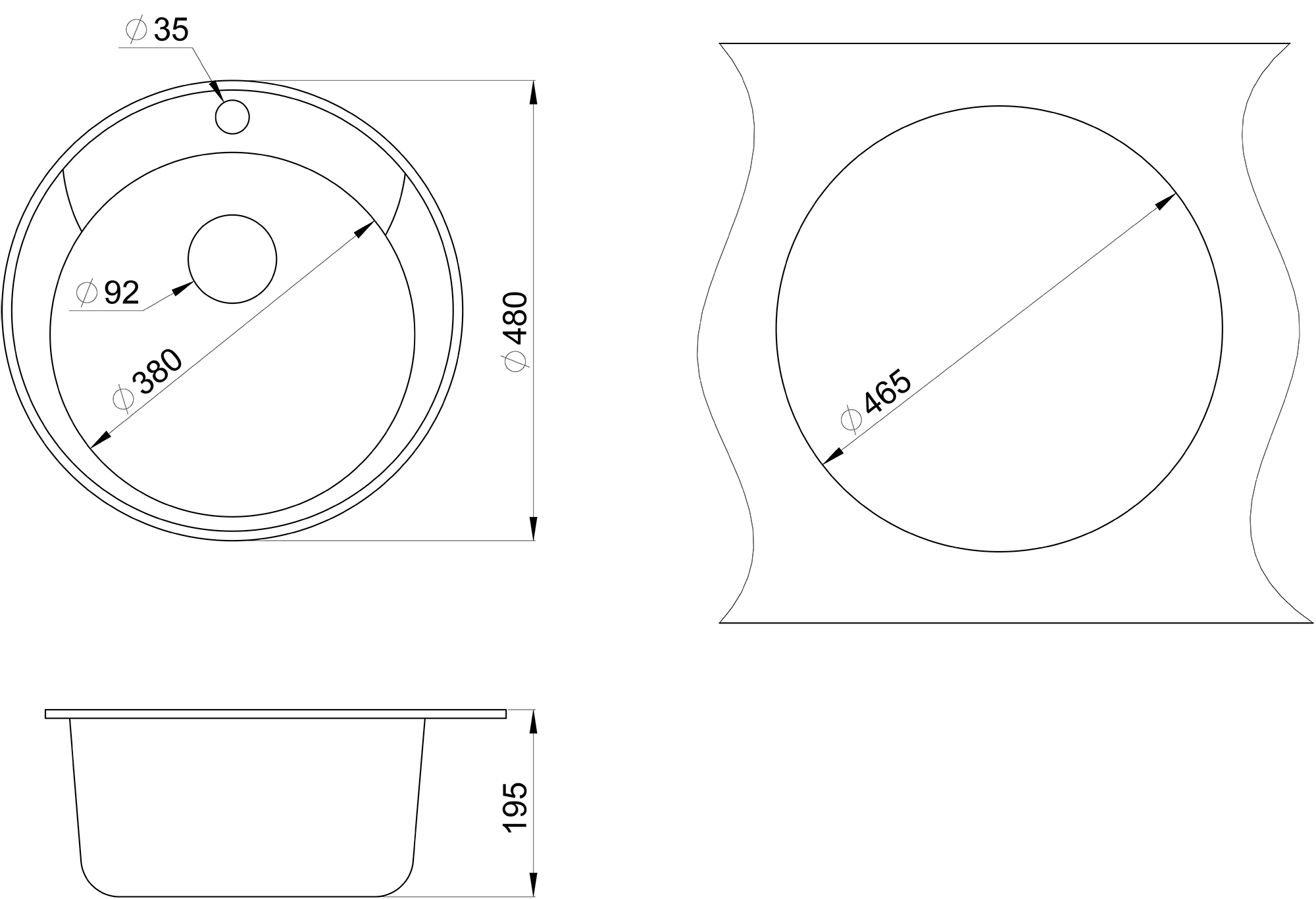 Превью картинка Кварцевая мойка GRANULA 4802, ГРАФИТ #3