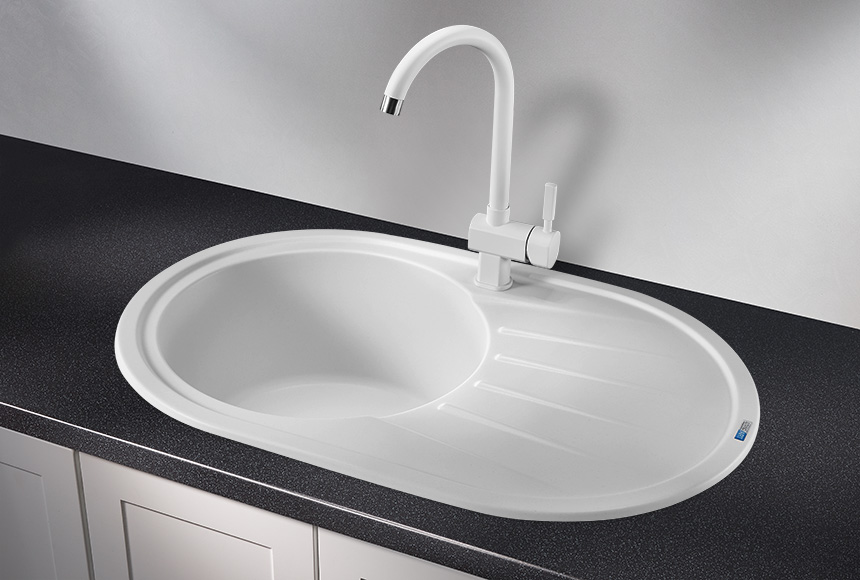 Фото Кварцевая мойка GRANULA 7601, БЕЛЫЙ