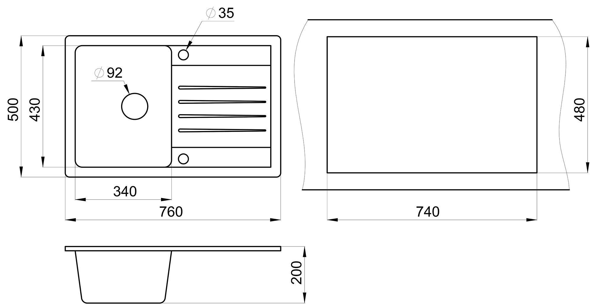 Превью картинка Кварцевая мойка GRANULA 7602, БЕЛЫЙ #4