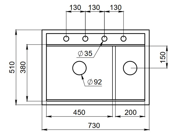 Превью картинка Кварцевая мойка GRANULA 7302, ШВАРЦ #5
