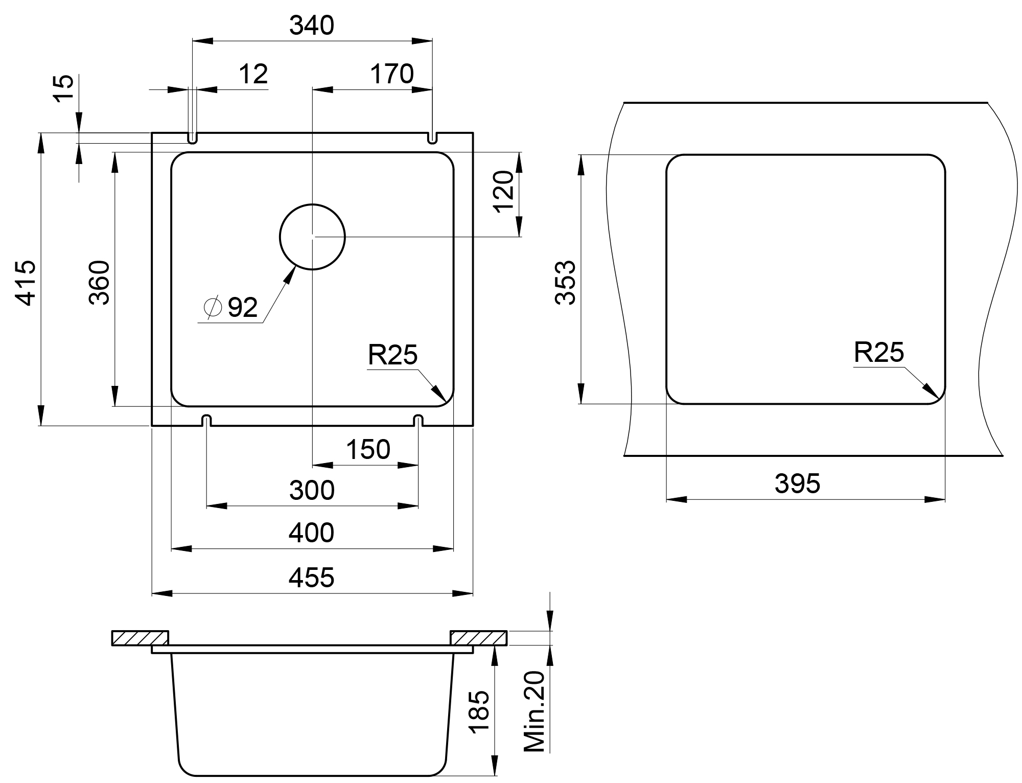 Превью картинка Кварцевая мойка GRANULA 3601, ШВАРЦ #4