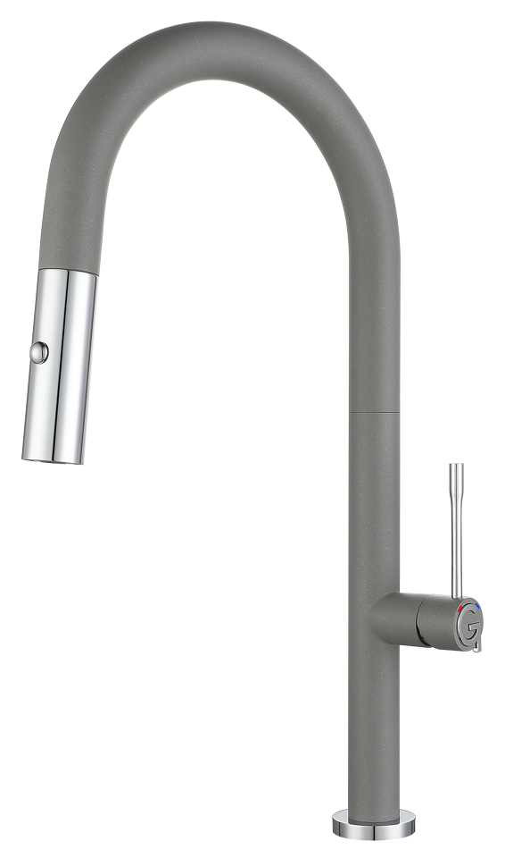 Фото Смеситель для кухни Rivelato Asti U-обр. с выдвижной лейкой D-35мм grigio metallizzato/cromo