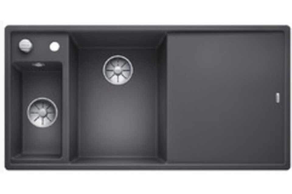 Фото Гранитная мойка Blanсo BLANCO AXIA III 6 S-F темная скала чаша слева, доска стекло c кл.-авт. InFino®