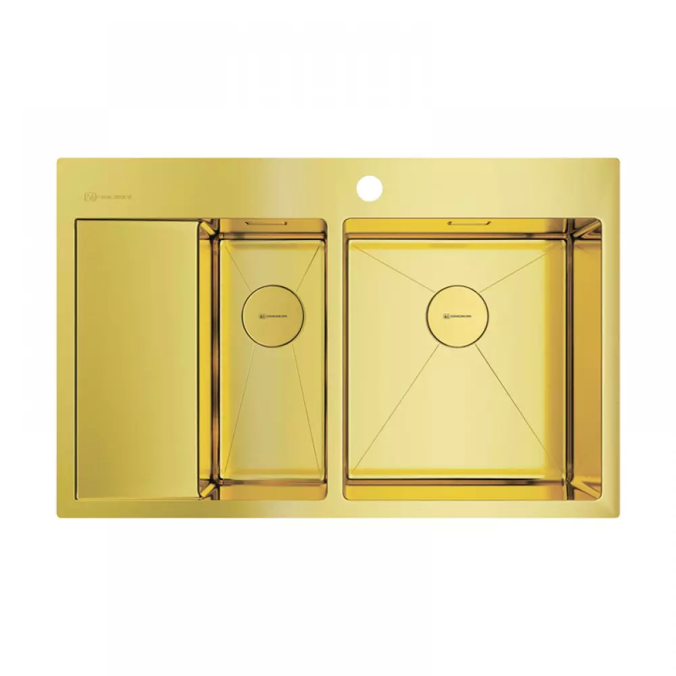 Фото Металлическая мойка Omoikiri Akisame 78-2-R-LG нерж. сталь/светлое золото