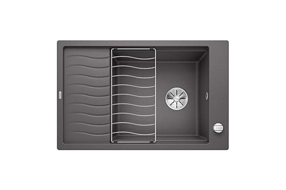 Фото Гранитная мойка Blanсo ELON XL 6 S-F SILGRANIT PuraDur темная скала, с клапаном-автоматом  InFino