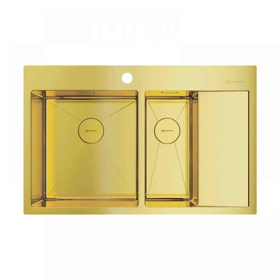 Фото Металлическая мойка Omoikiri Akisame 78-2-L-LG нерж. сталь/светлое золото