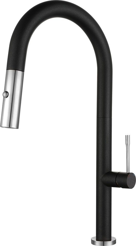 Фото Смеситель для кухни Rivelato Asti U-обр. с выдвижной лейкой D-35мм antracite/cromo