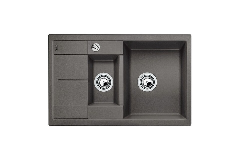 Фото Гранитная мойка Blanсo METRA 6S Compact SILGRANIT PuraDur темная скала с клапаном-автоматом