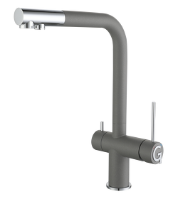 Картинка Rivelato Lugano Г-обр. с краном питьевой воды D-35мм grigio metallizzato/cromo