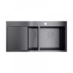 Превью картинка Металлическая мойка Omoikiri Akisame 100-2-R-GM нерж. сталь/вороненая сталь #1