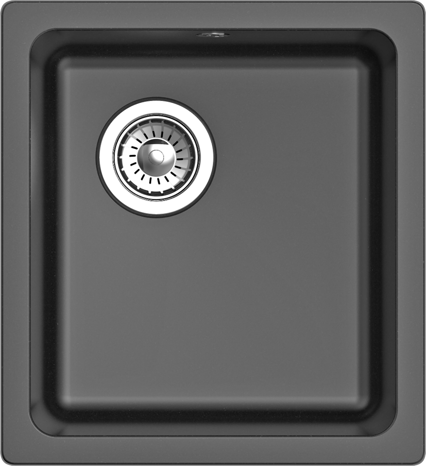 Фото Кварцевая мойка Rivelato BERKANA 35 подст.монтаж 1-чаш 415*455 antracite