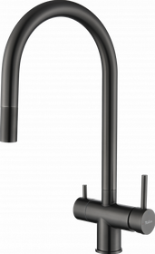 Картинка Rivelato Trevi U-обр. с краном питьевой воды и выдвижной лейкой D-35мм PVD black