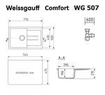 Превью картинка Мраморная мойка Weissgauff WG 507310 Comfort Cold Grey #2