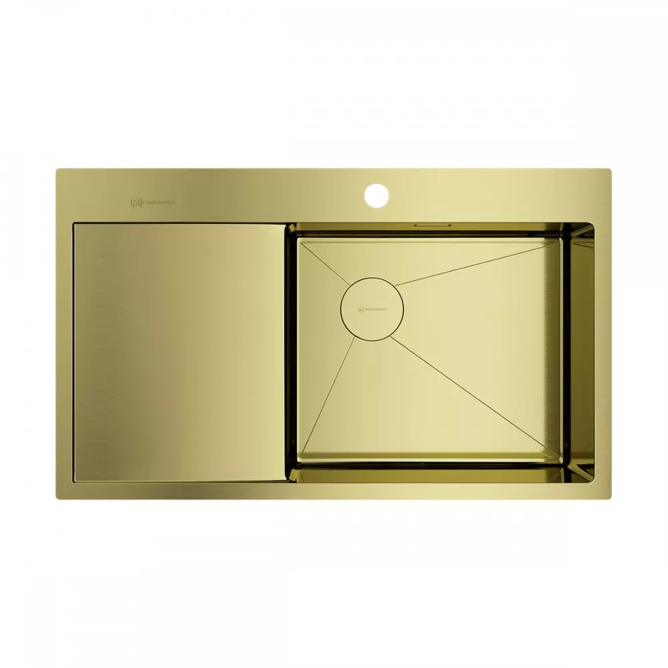 Фото Металлическая мойка Omoikiri Akisame 86-R Side-LG нерж. сталь/светлое золото
