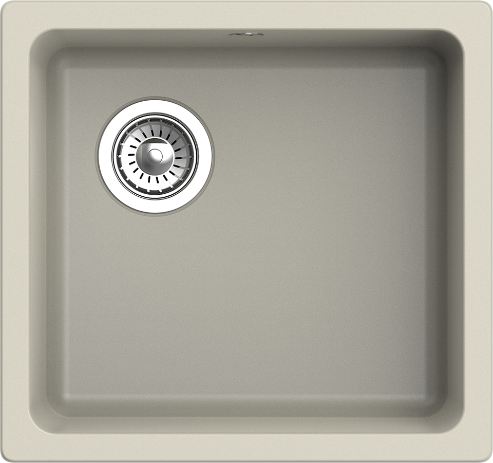 Фото Кварцевая мойка Rivelato BERKANA 45 подст.монтаж 1-чаш 485*455 topazio