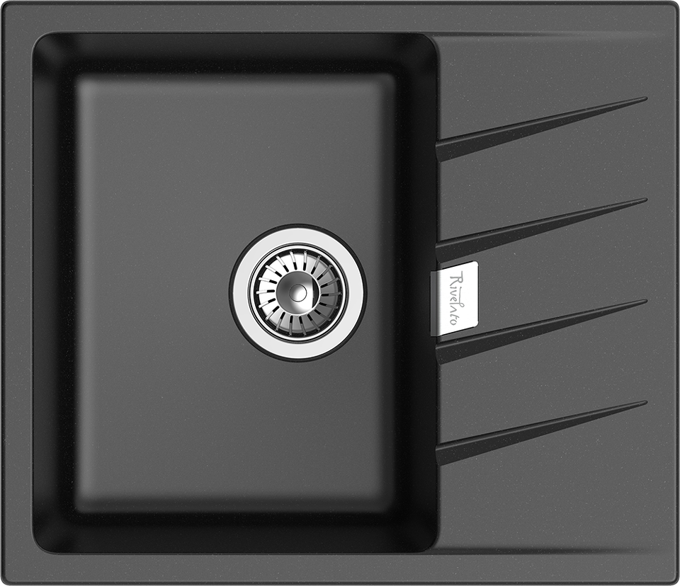 Фото Кварцевая мойка Rivelato RAUM 58 1-чаша 580*500мм nero