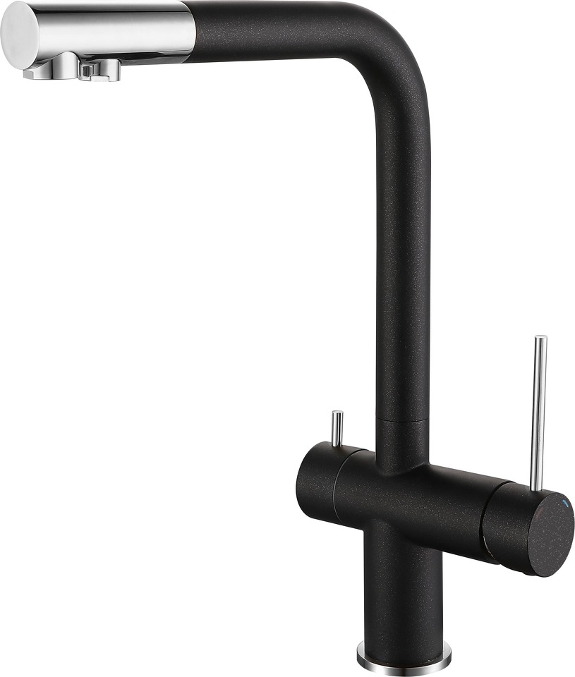 Фото Смеситель для кухни Rivelato Lugano Г-обр. с краном питьевой воды D-35мм antracite/cromo