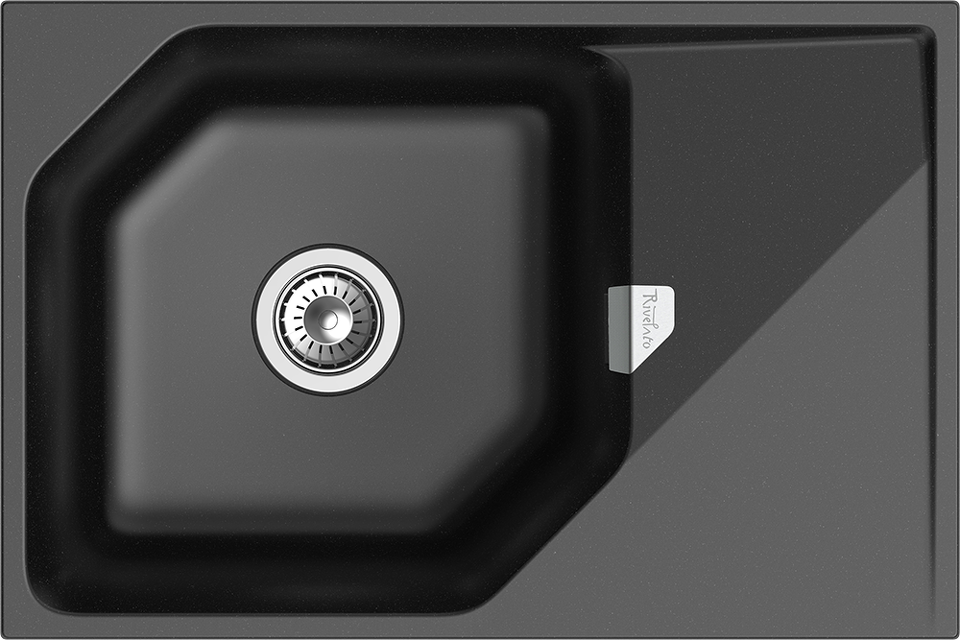 Фото Кварцевая мойка Rivelato LOCUS 75 1-чаш 750*500 nero