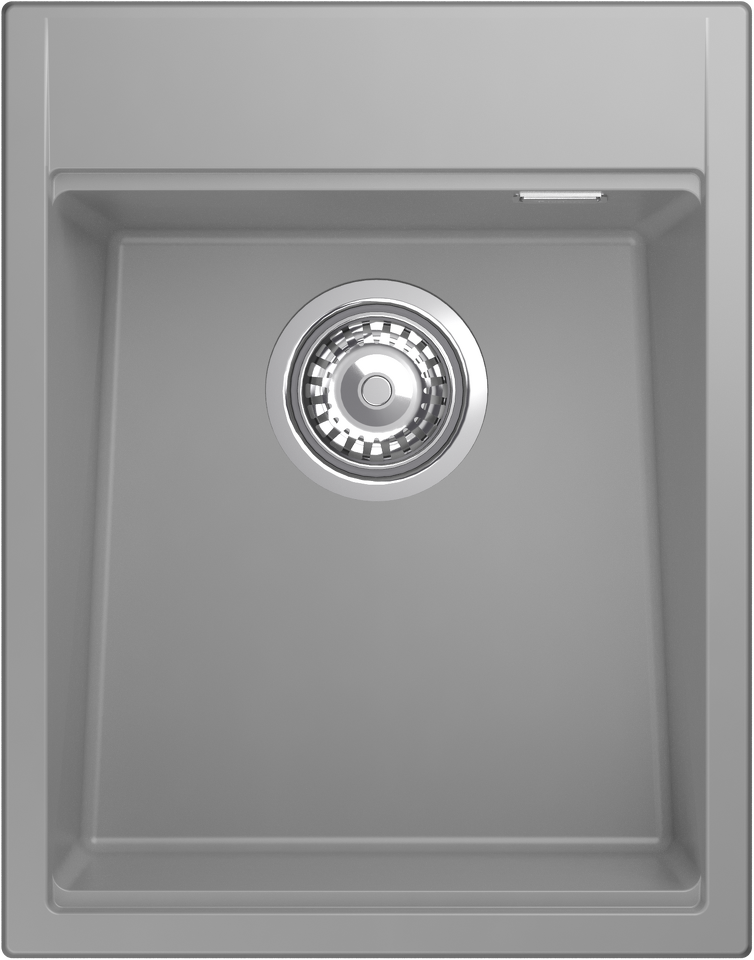 Фото Гранитная мойка Rivelato TESORO 405 1-чаш 400*510 grigio metallizzato
