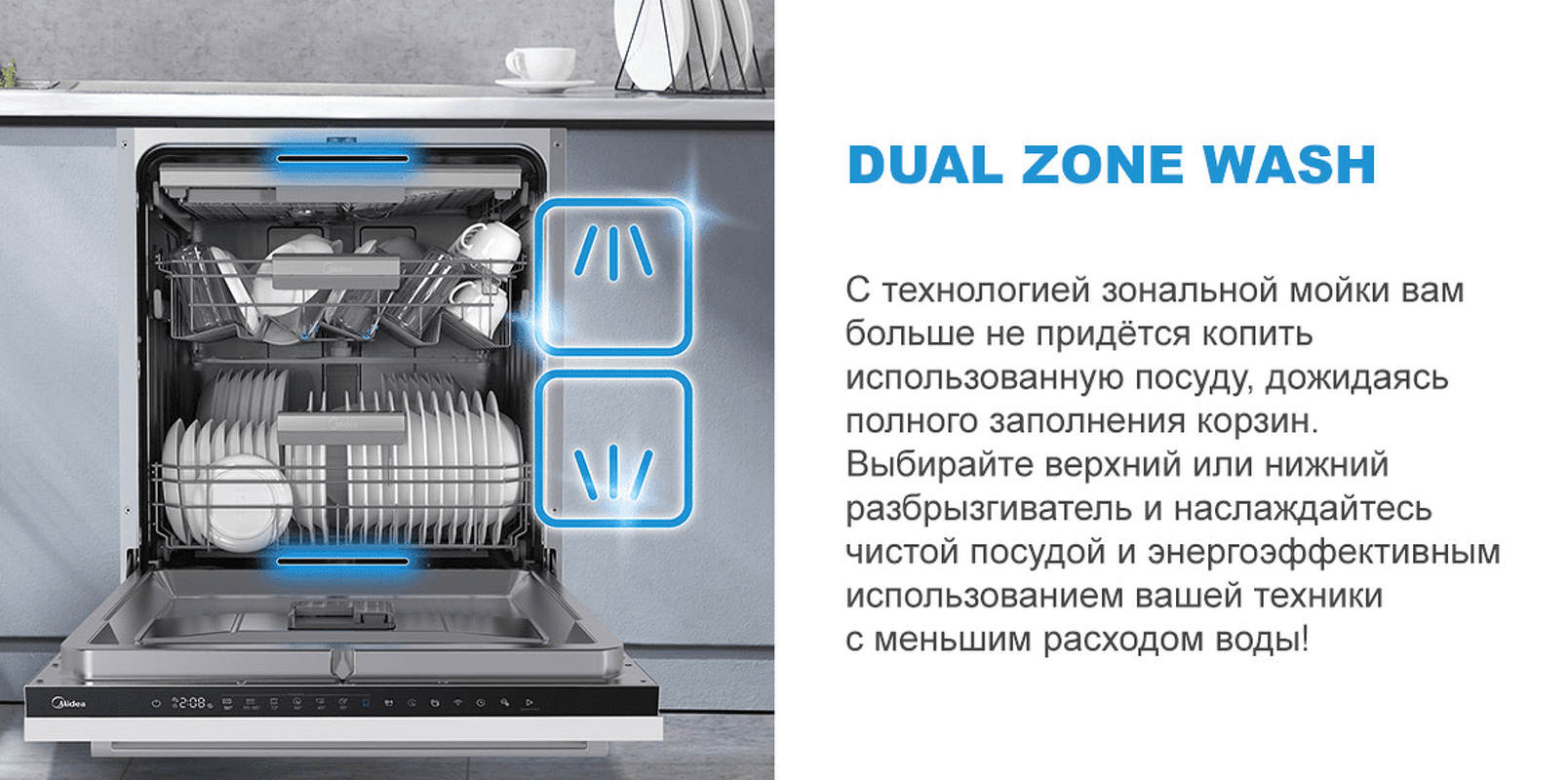Преимущества Посудомоечная машина 45см встраиваемая Midea Встраиваемая посудомоечная машина MID45S720i