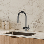 Превью картинка Смеситель для кухни Rivelato Trevi U-обр. с краном питьевой воды и выдвижной лейкой D-35мм PVD black #3