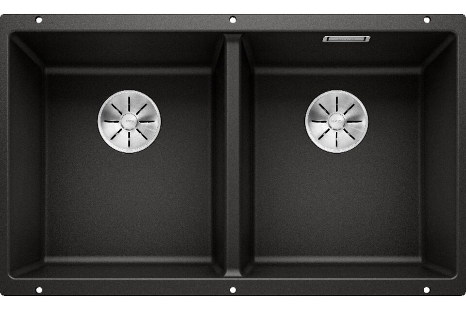 Фото Гранитная мойка Blanсo SUBLINE 350/350-U SILGRANIT PuraDur черный с отв.арм. InFino