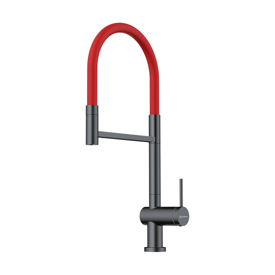 Фото Смеситель для кухни Omoikiri Kanto 2 Plus-SB латунь/вороненая сталь/красный