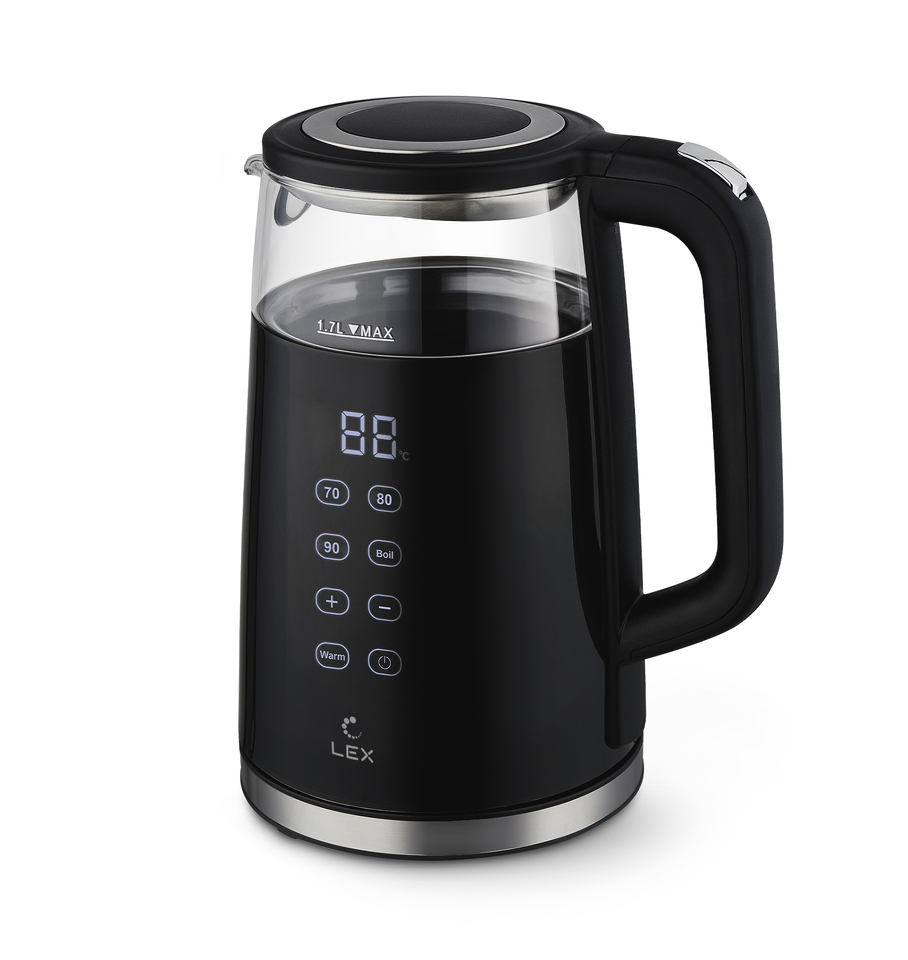 Фото Чайник Lex LXК 30015-1, чайник стеклянный (черный)