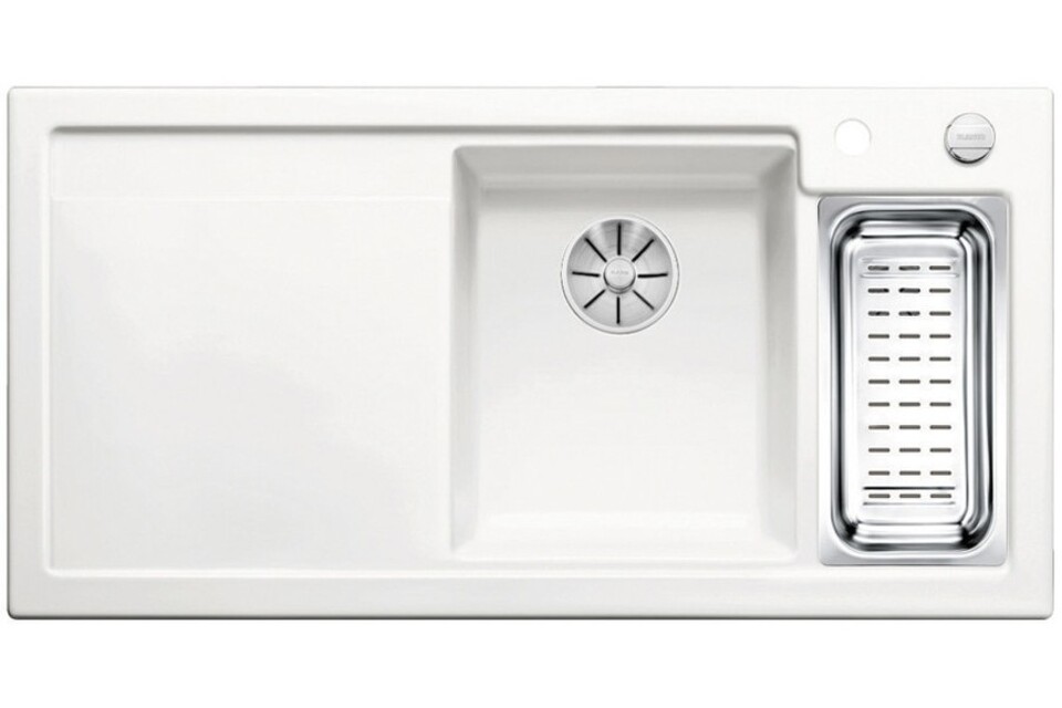 Фото Гранитная мойка Blanсo AXON II 6 S (чаша справа) керамика PuraPlus глянцевый белый  с кл.-авт. InFino