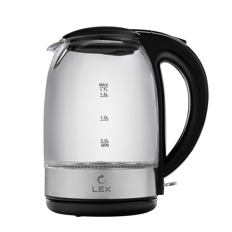 Фото Чайник Lex LXK 3005-1,чайник стеклянный (черный)