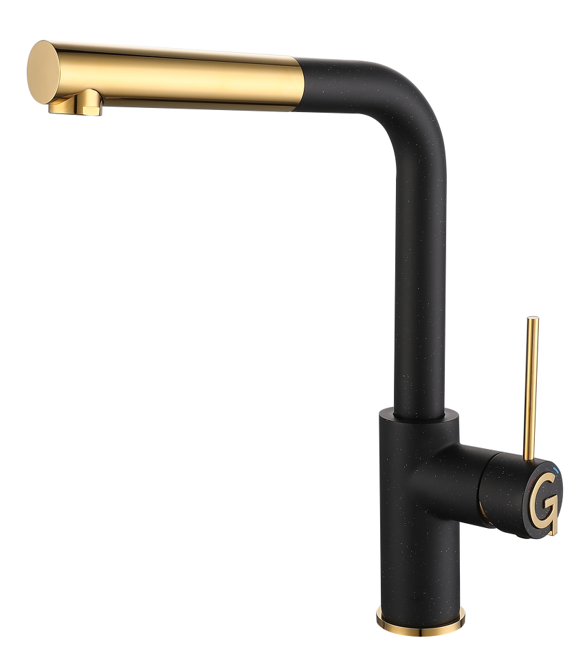 Фото Смеситель для кухни Rivelato Albano Г-обр.с выдвижной лейкой D-35мм nero/oro