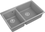 Превью картинка Кварцевая мойка Rivelato AXEL 90D 2-чаши 870*520мм grigio metallizzato #2
