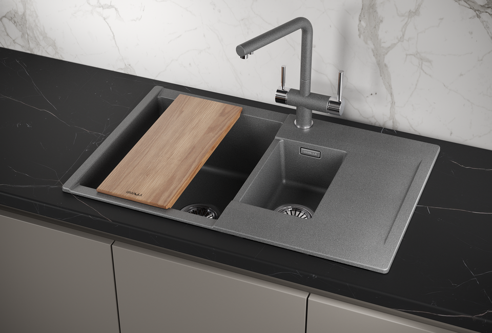 Фото Кварцевая мойка GRANULA 7808, ГРАФИТ