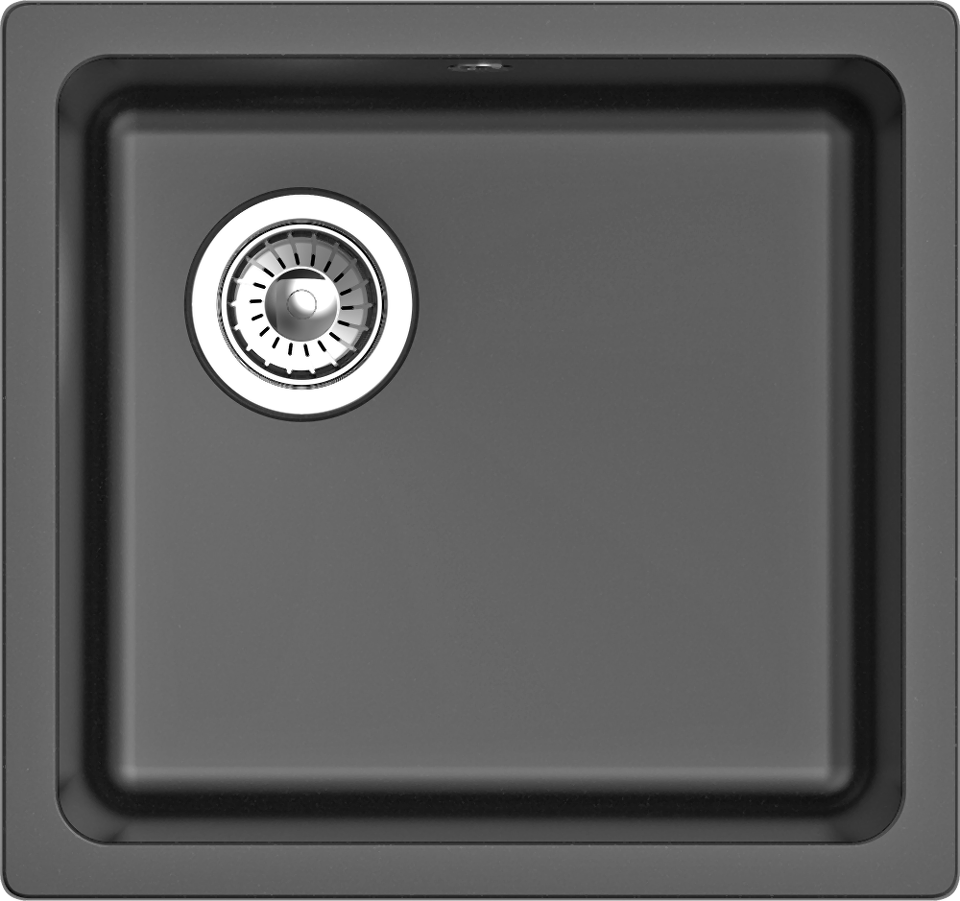 Фото Кварцевая мойка Rivelato BERKANA 45 подст.монтаж 1-чаш 485*455 antracite