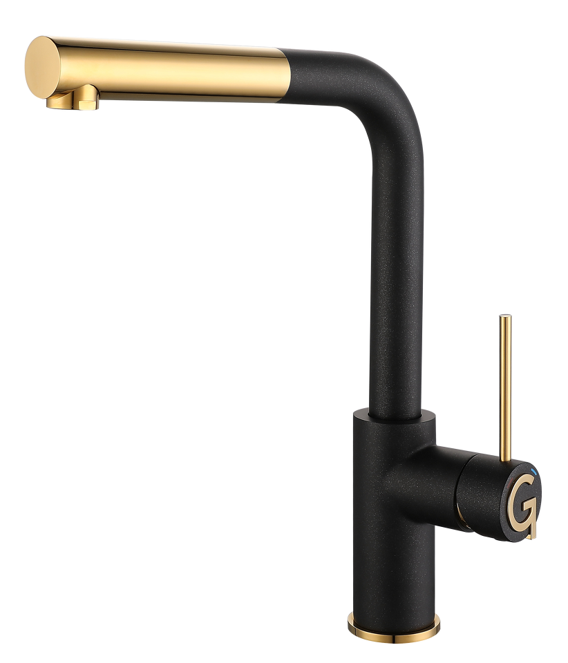 Фото Смеситель для кухни Rivelato Albano Г-обр.с выдвижной лейкой D-35мм antracite/oro