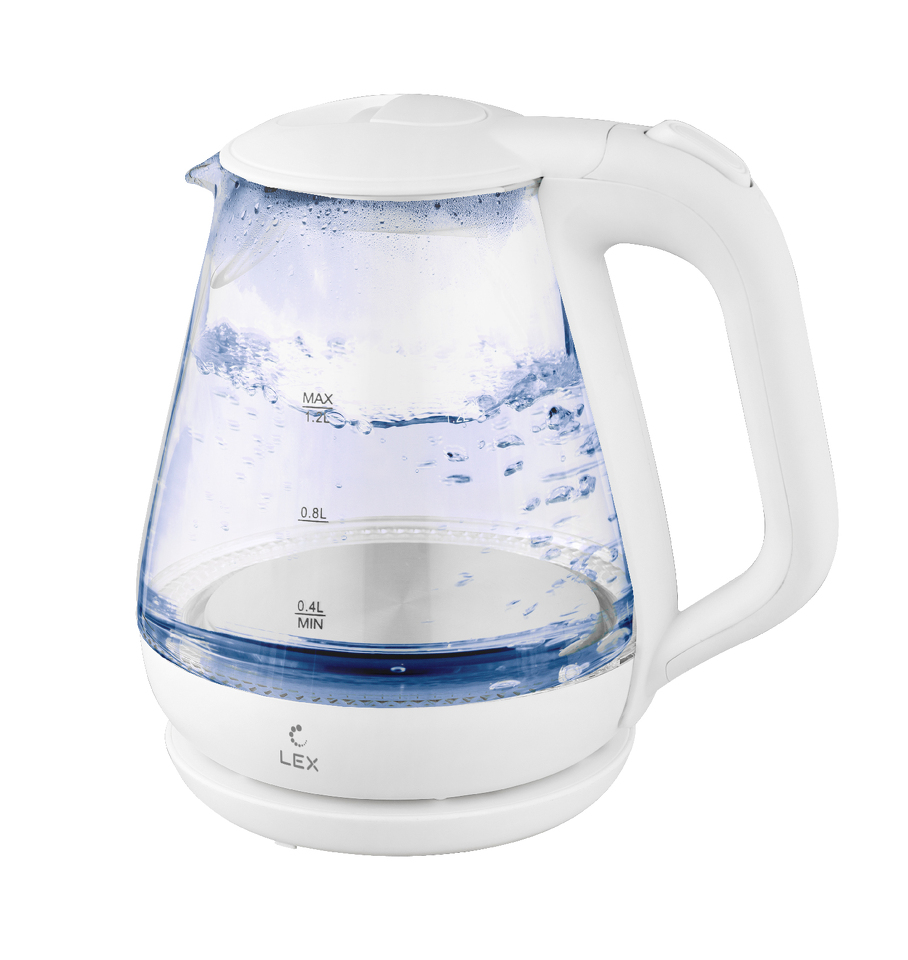 Фото Чайник Lex LXK 30010-1,чайник стеклянный (белый)