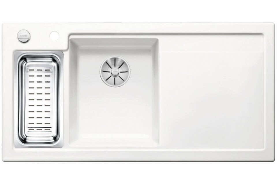 Фото Гранитная мойка Blanсo AXON II 6 S (чаша слева) керамика PuraPlus глянцевый белый  с кл.-авт. InFino