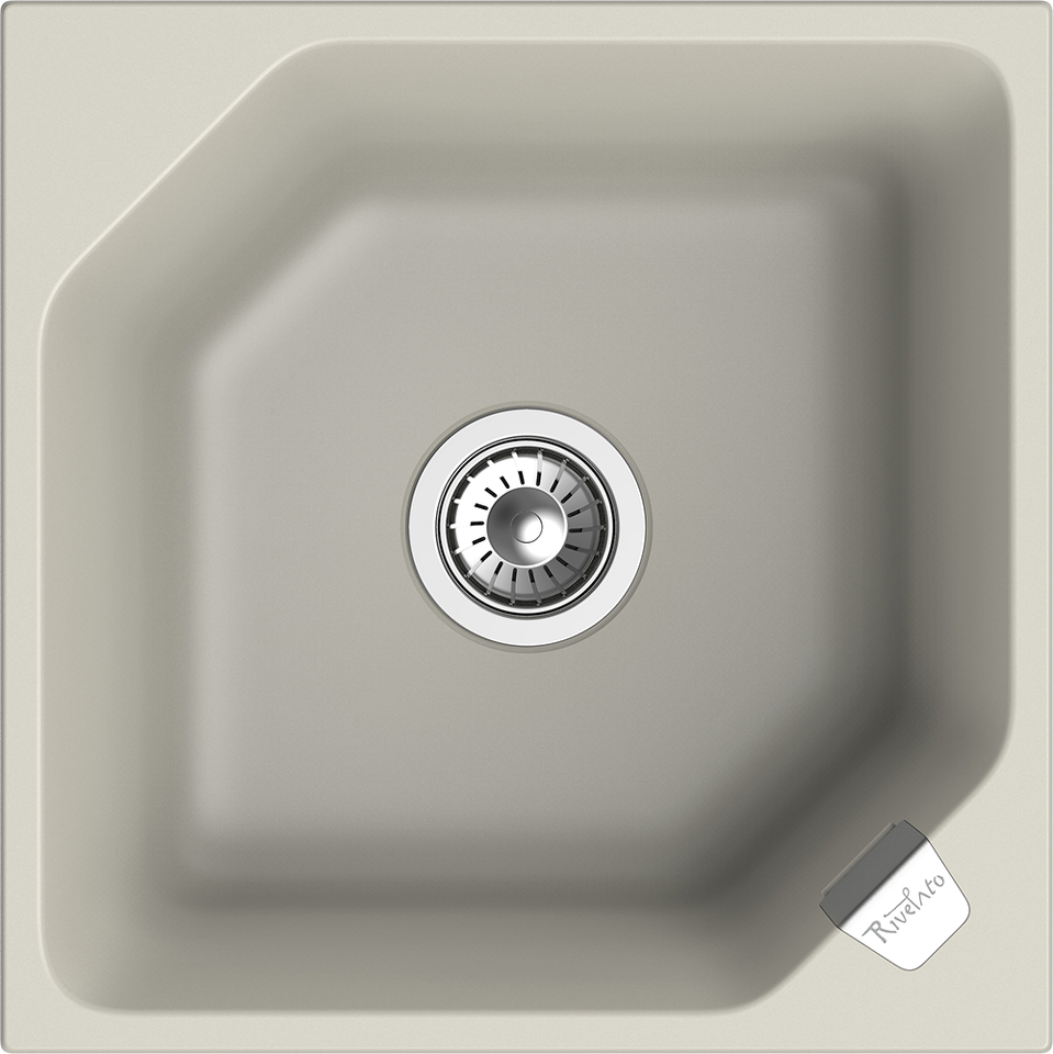 Фото Кварцевая мойка Rivelato LOCUS 50 1-чаш 500*500 topazio