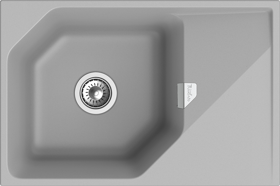 Фото Кварцевая мойка Rivelato LOCUS 75 1-чаш 750*500 grigio metallizzato