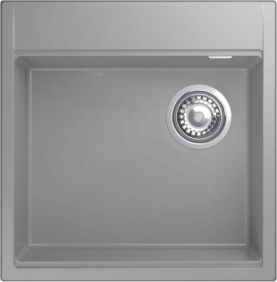 Фото Гранитная мойка Rivelato TESORO 505-R 1-чаш 500*510 grigio metallizzato