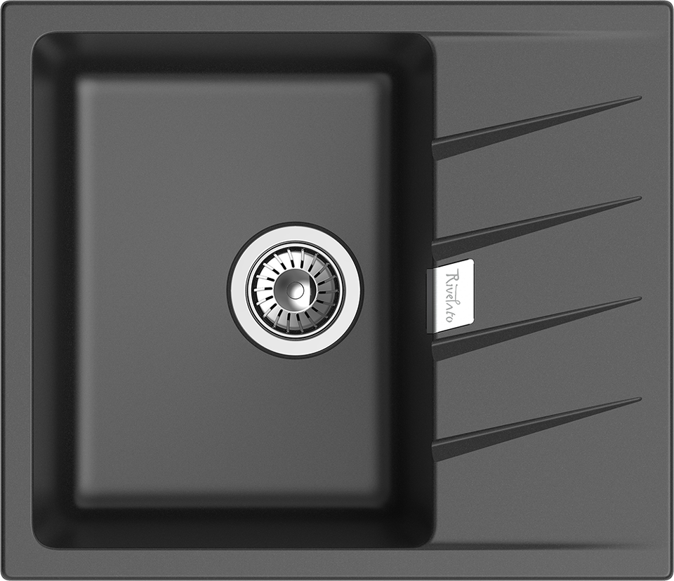 Фото Кварцевая мойка Rivelato RAUM 58 1-чаша 580*500мм antracite