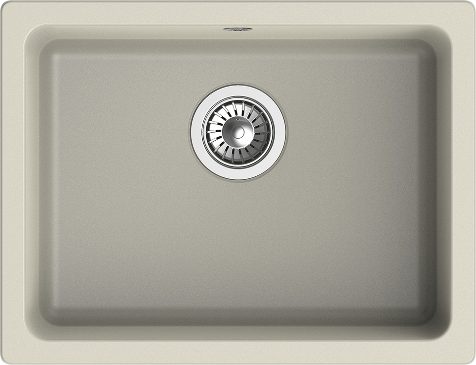 Фото Кварцевая мойка Rivelato BERKANA 50 подст.монтаж 1-чаш 560*430 topazio