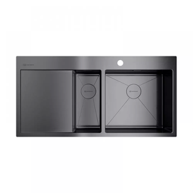 Картинка Omoikiri Akisame 100-2-R-GM нерж. сталь/вороненая сталь