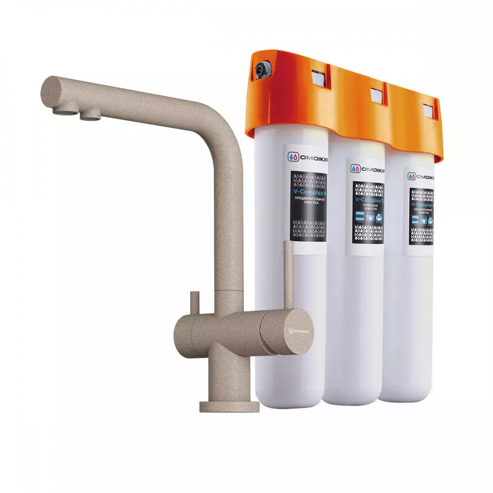 Фото Смеситель для кухни Omoikiri Nagano-SA-P + Pure drop Lite