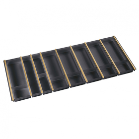 Картинка NinkaPlast Лоток CUISIO PRO для столовых приборов, ширина фасада 1200 мм, 1095-1120х473х55 мм, черный/золото