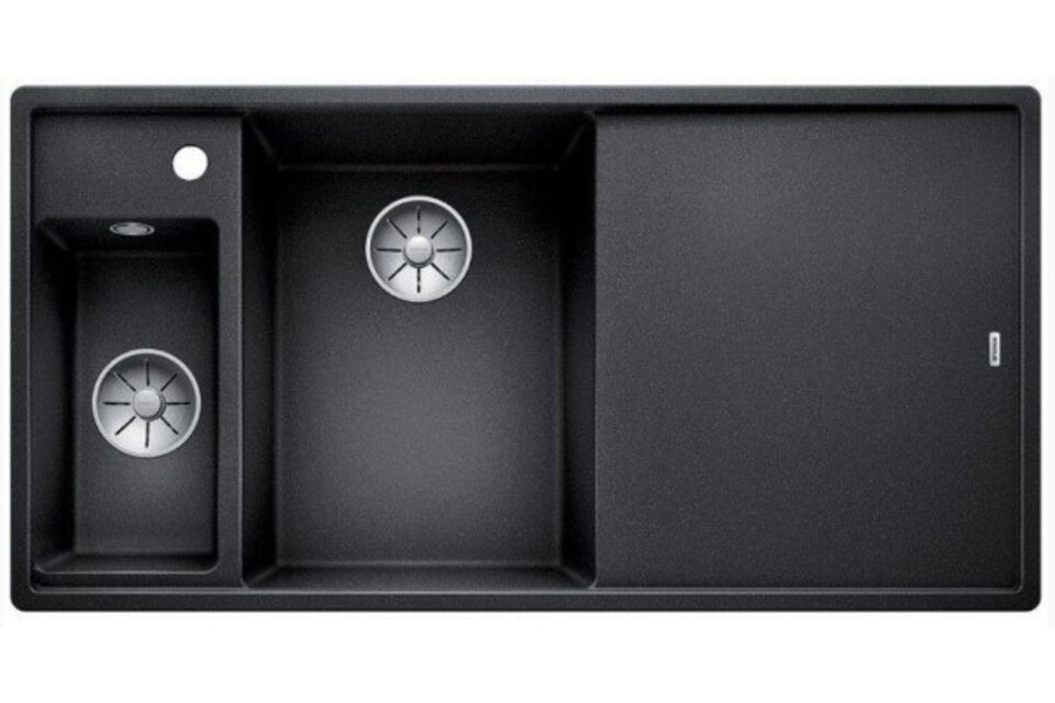 Фото Гранитная мойка Blanсo BLANCO AXIA III 6 S-F антрацит чаша слева, доска ясень c кл.-авт. InFino®