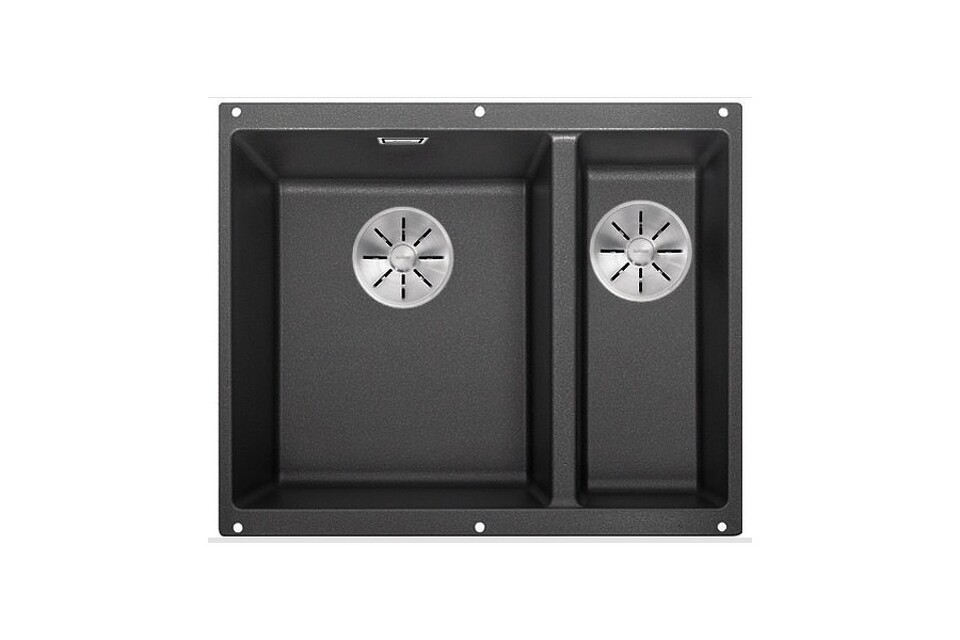 Фото Гранитная мойка Blanсo SUBLINE 340/160-U SILGRANIT PuraDur антрацит (чаша слева) с отв.арм. InFino