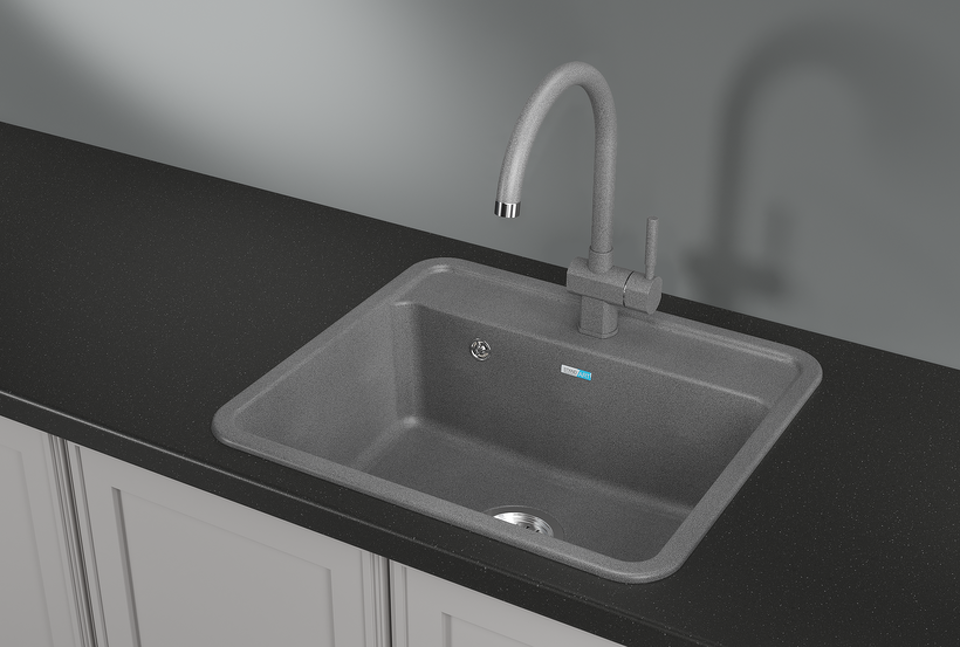 Фото Кварцевая мойка GRANULA 5601, ГРАФИТ